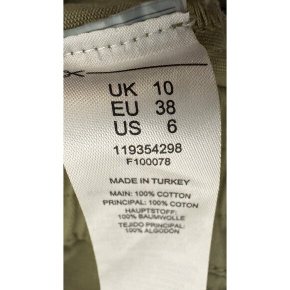 Miss Selfridge Size 6 Olive Green Cotton High-Waisted Shorts Pockets Casual - Picture 12 of 13